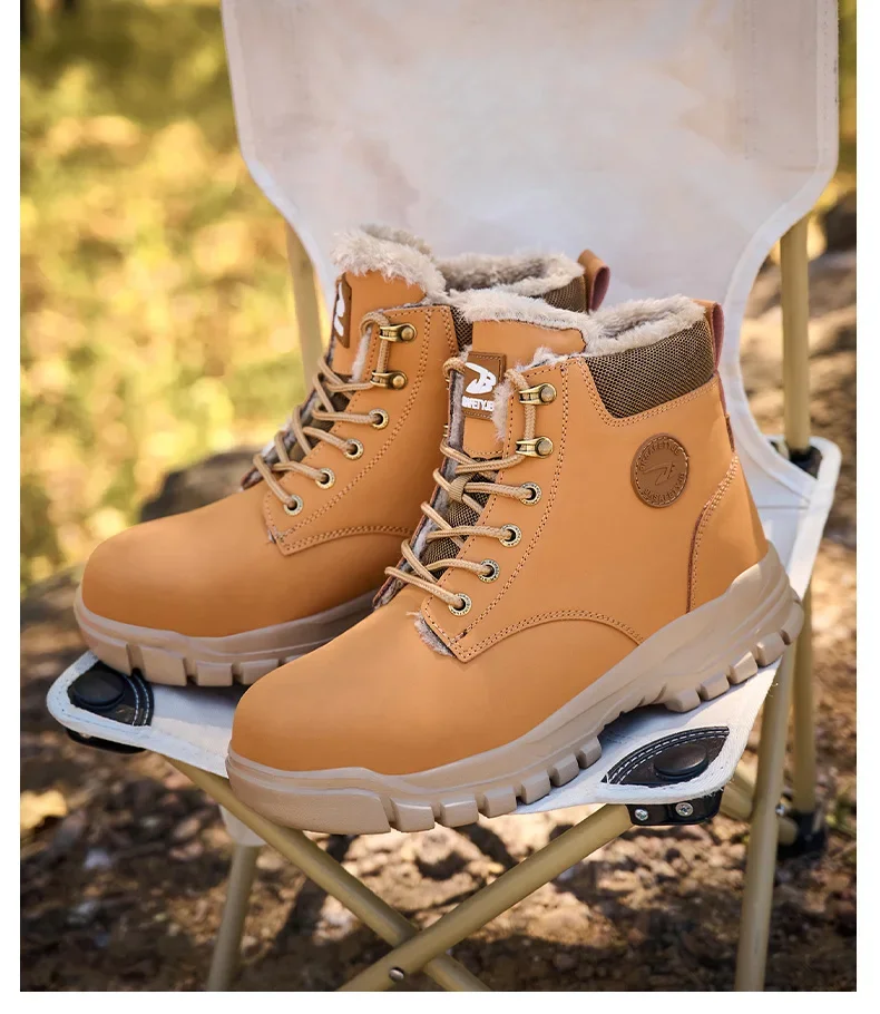 2025Fashion Winter Warm Men's Work Safety Boots Waterproof Sturdy Steel Toe Shoes Sports Shoes Safety Protection Cold Prevention