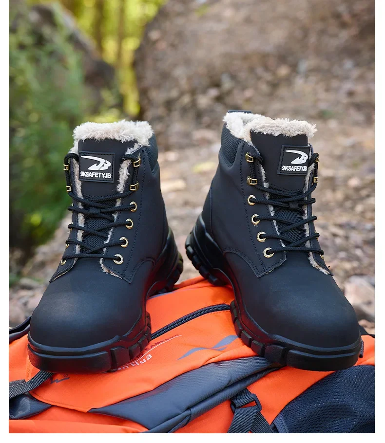 2025Fashion Winter Warm Men's Work Safety Boots Waterproof Sturdy Steel Toe Shoes Sports Shoes Safety Protection Cold Prevention