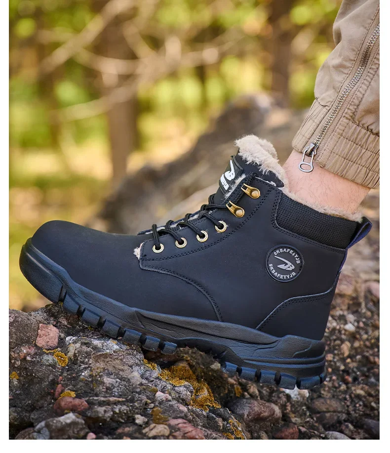 2025Fashion Winter Warm Men's Work Safety Boots Waterproof Sturdy Steel Toe Shoes Sports Shoes Safety Protection Cold Prevention