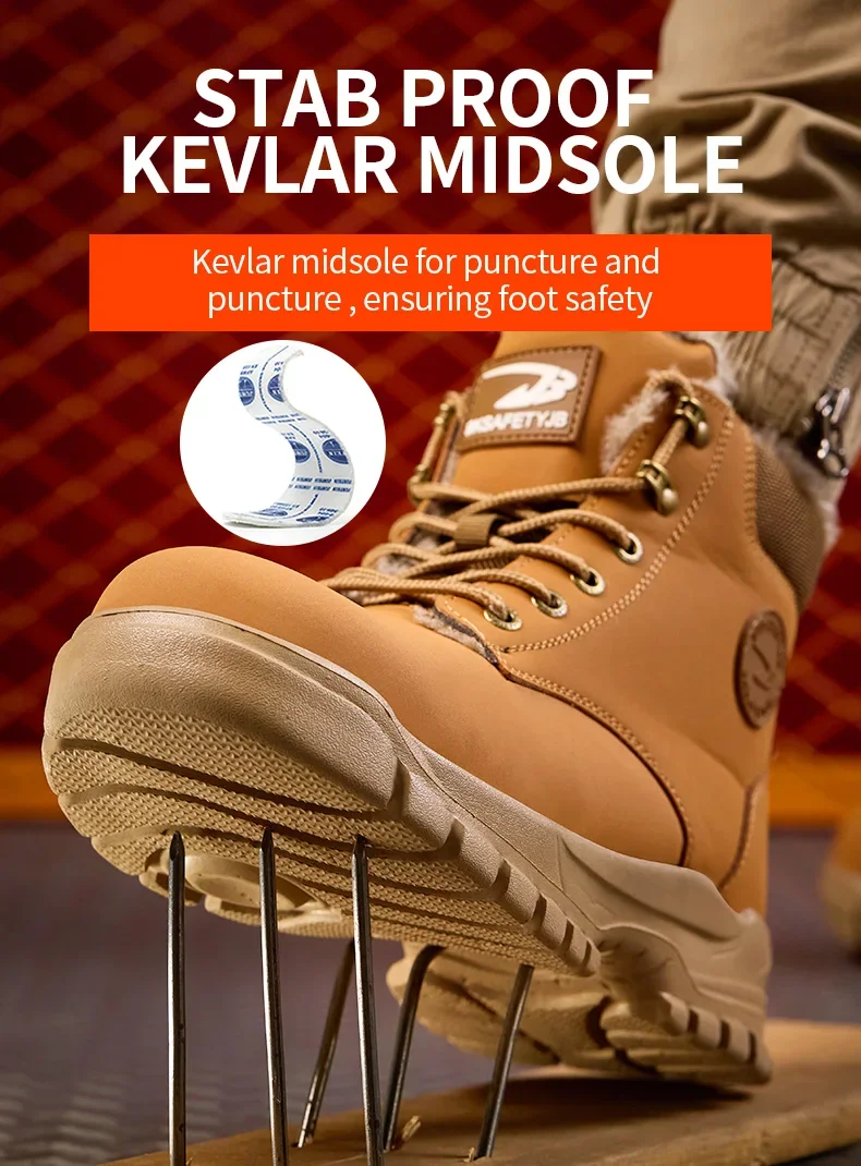 2025Fashion Winter Warm Men's Work Safety Boots Waterproof Sturdy Steel Toe Shoes Sports Shoes Safety Protection Cold Prevention