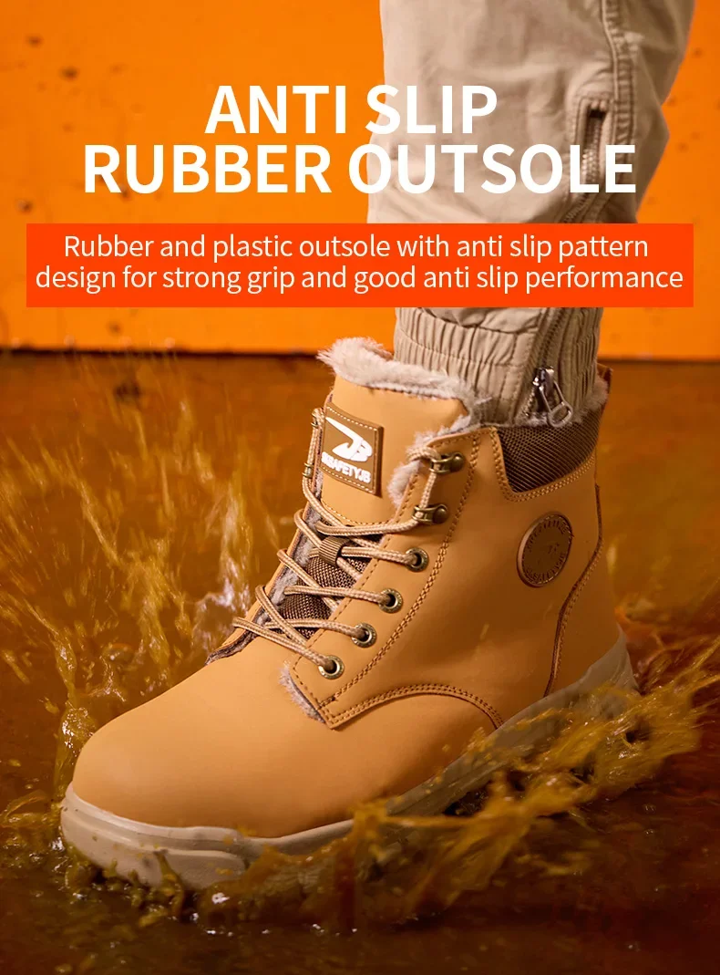 2025Fashion Winter Warm Men's Work Safety Boots Waterproof Sturdy Steel Toe Shoes Sports Shoes Safety Protection Cold Prevention