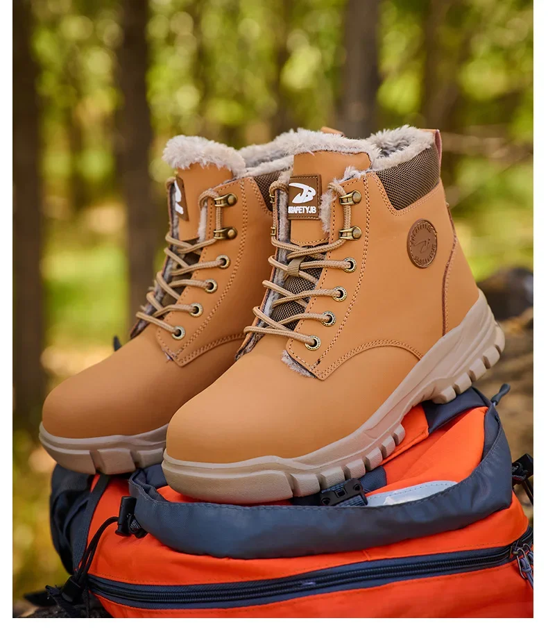 2025Fashion Winter Warm Men's Work Safety Boots Waterproof Sturdy Steel Toe Shoes Sports Shoes Safety Protection Cold Prevention