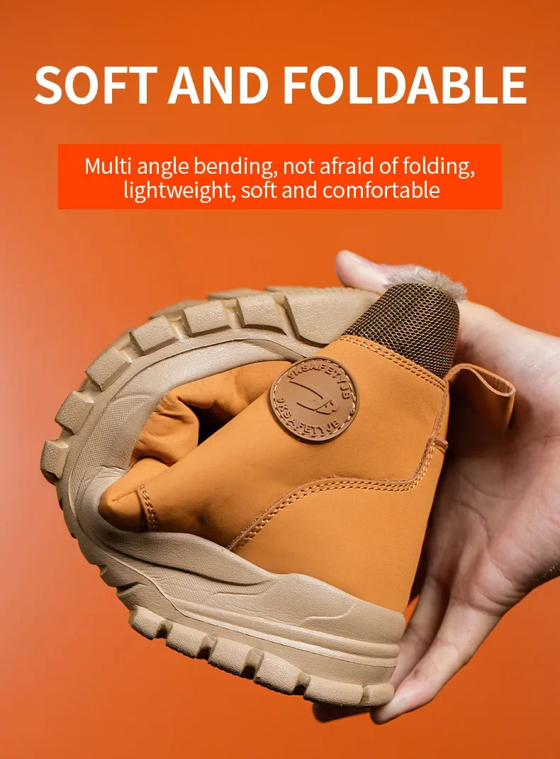 2025Fashion Winter Warm Men's Work Safety Boots Waterproof Sturdy Steel Toe Shoes Sports Shoes Safety Protection Cold Prevention