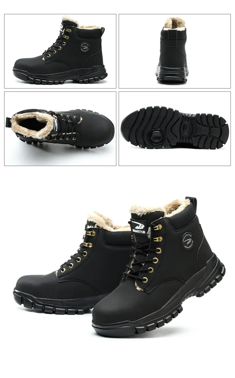 2025Fashion Winter Warm Men's Work Safety Boots Waterproof Sturdy Steel Toe Shoes Sports Shoes Safety Protection Cold Prevention