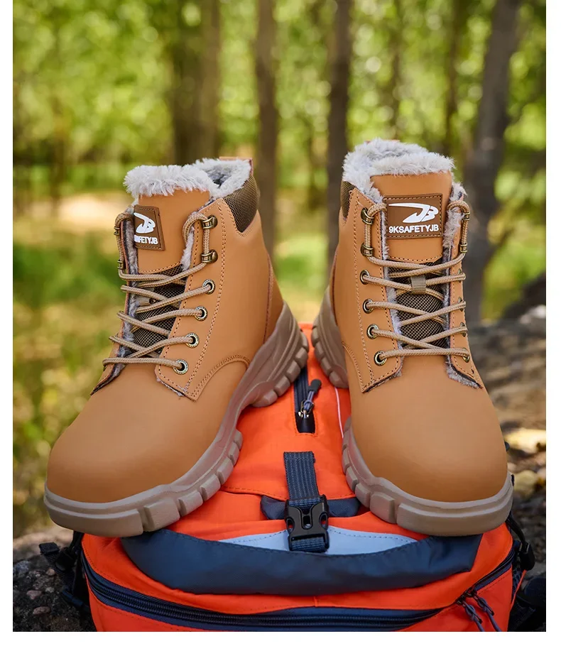 2025Fashion Winter Warm Men's Work Safety Boots Waterproof Sturdy Steel Toe Shoes Sports Shoes Safety Protection Cold Prevention