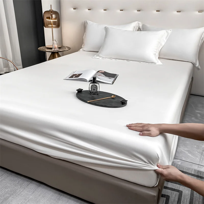 Mulberry Silk Fitted Sheet Natural Silk Bed Cover Queen King Size Bed Cover Customized Size Luxury High-End Silk Bedding Sheets
