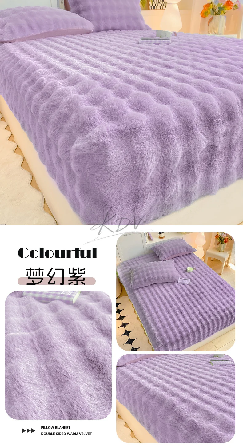 Winter Luxury Warm Faux Fur Fitted Sheet Solid Color Fluffy Soft Long Plush Bed Sheet Set Queen King Thick Padded Mattress Cover