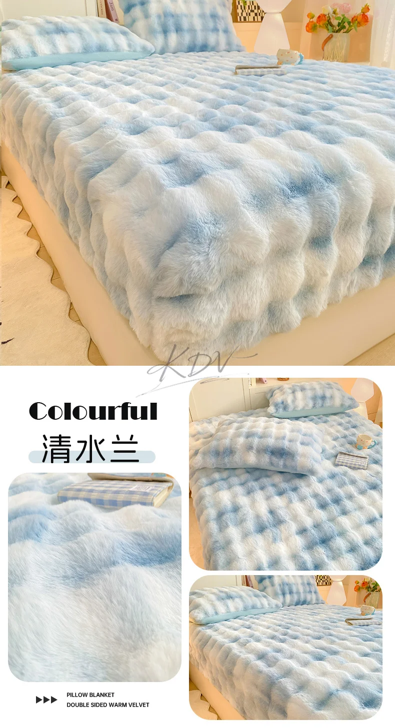 Winter Luxury Warm Faux Fur Fitted Sheet Solid Color Fluffy Soft Long Plush Bed Sheet Set Queen King Thick Padded Mattress Cover