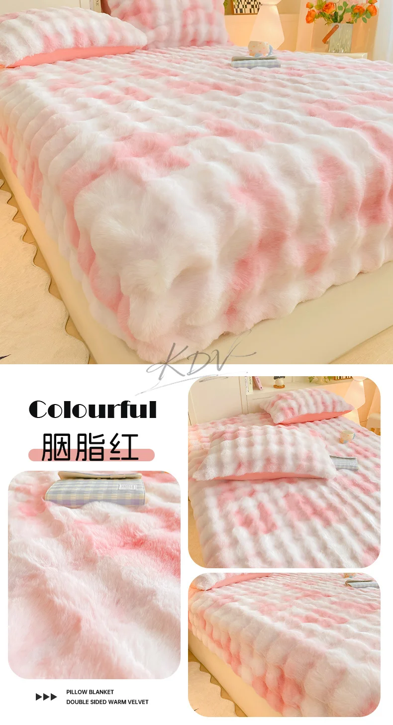 Winter Luxury Warm Faux Fur Fitted Sheet Solid Color Fluffy Soft Long Plush Bed Sheet Set Queen King Thick Padded Mattress Cover