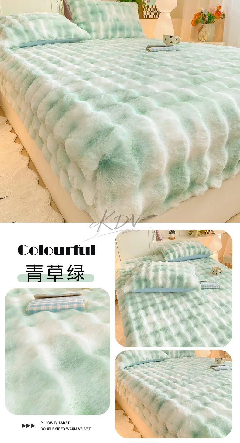 Winter Luxury Warm Faux Fur Fitted Sheet Solid Color Fluffy Soft Long Plush Bed Sheet Set Queen King Thick Padded Mattress Cover