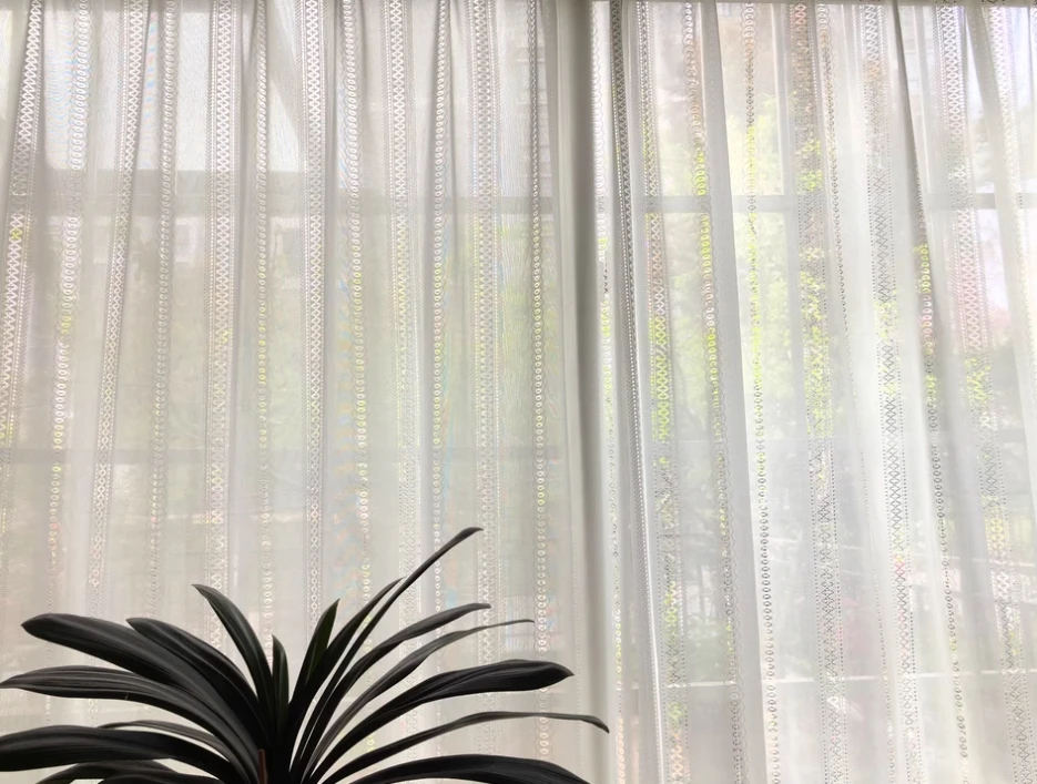 1pc Jacquard Hollow Out White Tulle Window Sher Curtains for Living Room Bedroom Dining Semi Blackout Decor 창문커텐 Rideaux Voi