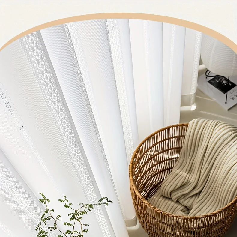 1pc Jacquard Hollow Out White Tulle Window Sher Curtains for Living Room Bedroom Dining Semi Blackout Decor 창문커텐 Rideaux Voi