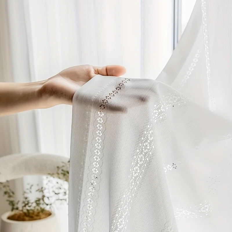1pc Jacquard Hollow Out White Tulle Window Sher Curtains for Living Room Bedroom Dining Semi Blackout Decor 창문커텐 Rideaux Voi