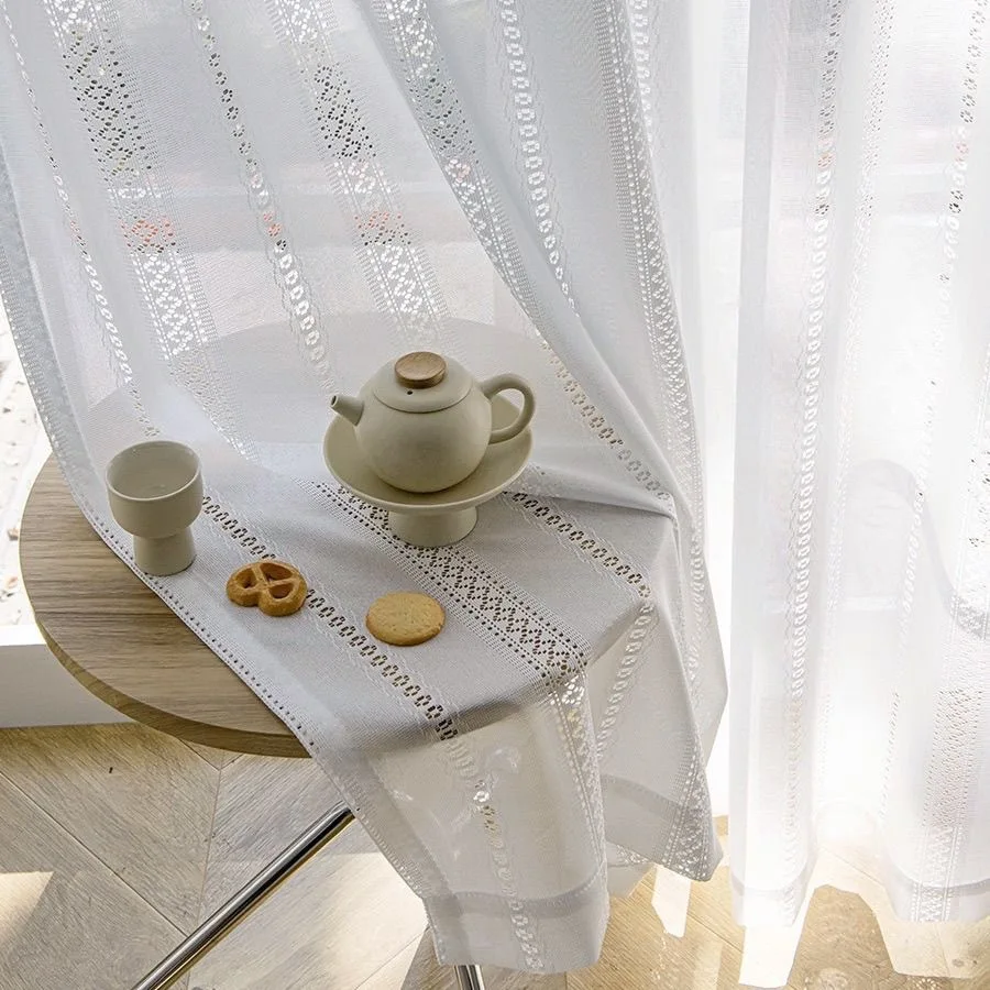 1pc Jacquard Hollow Out White Tulle Window Sher Curtains for Living Room Bedroom Dining Semi Blackout Decor 창문커텐 Rideaux Voi