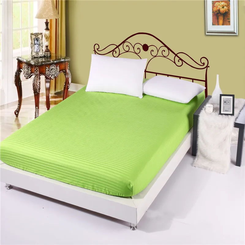 100% Cotton Premium Satin Stripe Encryption Fabric Bed Sheet Four Corners With Elastic160*200cm&200*220cm More Specifications