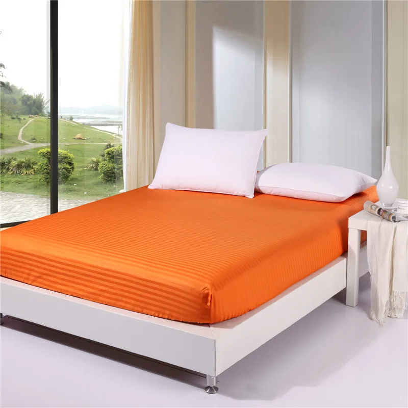 100% Cotton Premium Satin Stripe Encryption Fabric Bed Sheet Four Corners With Elastic160*200cm&200*220cm More Specifications
