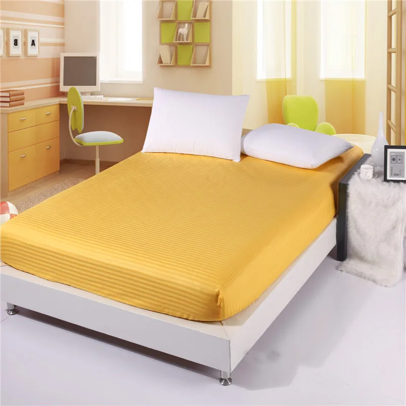 100% Cotton Premium Satin Stripe Encryption Fabric Bed Sheet Four Corners With Elastic160*200cm&200*220cm More Specifications