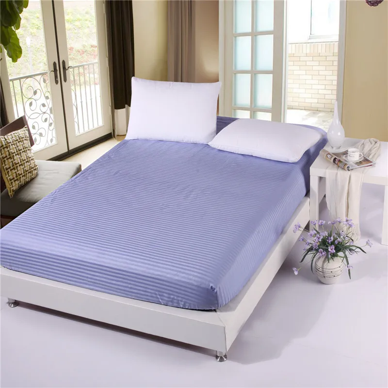 100% Cotton Premium Satin Stripe Encryption Fabric Bed Sheet Four Corners With Elastic160*200cm&200*220cm More Specifications