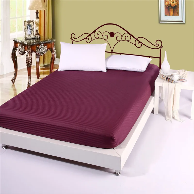 100% Cotton Premium Satin Stripe Encryption Fabric Bed Sheet Four Corners With Elastic160*200cm&200*220cm More Specifications
