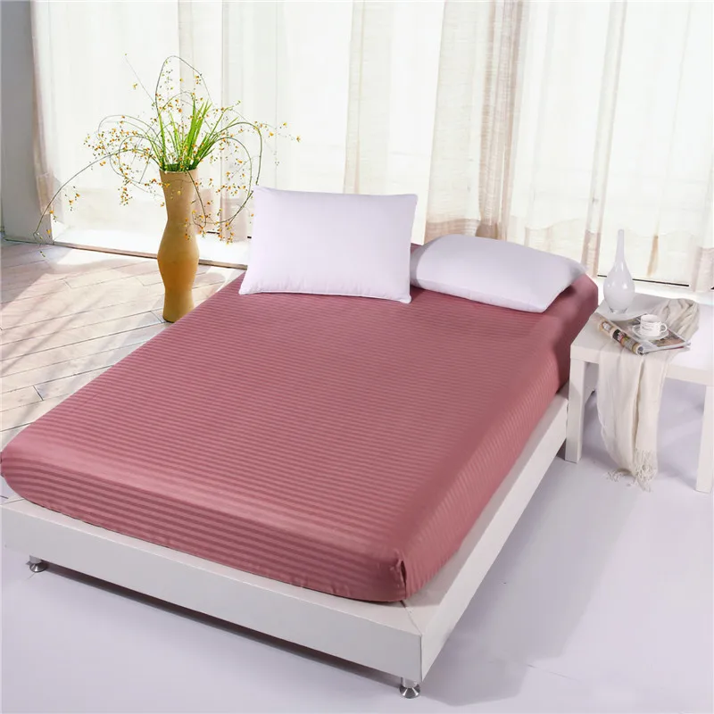 100% Cotton Premium Satin Stripe Encryption Fabric Bed Sheet Four Corners With Elastic160*200cm&200*220cm More Specifications