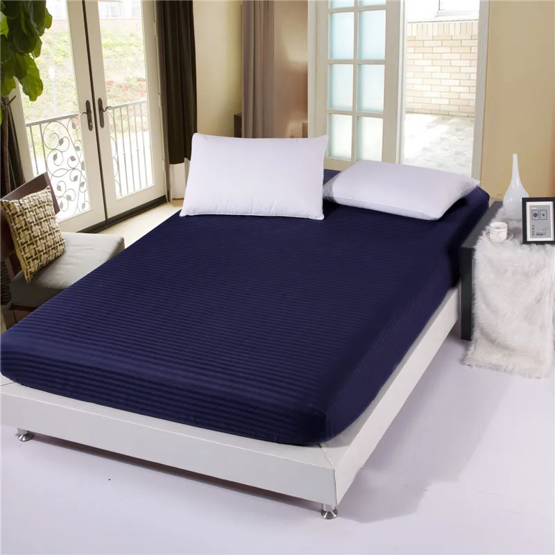 100% Cotton Premium Satin Stripe Encryption Fabric Bed Sheet Four Corners With Elastic160*200cm&200*220cm More Specifications