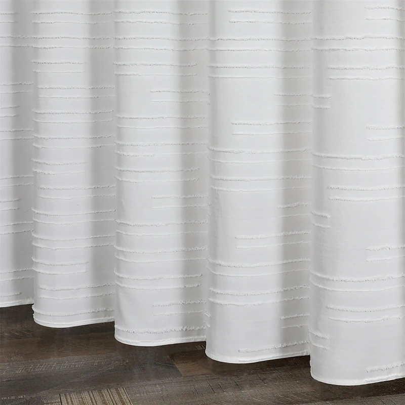Waterproof Polyester Woven Fabric Shower Curtain White Flocking Shower Curtains for Bathroom Bathtub Bathing Cover with Hooks