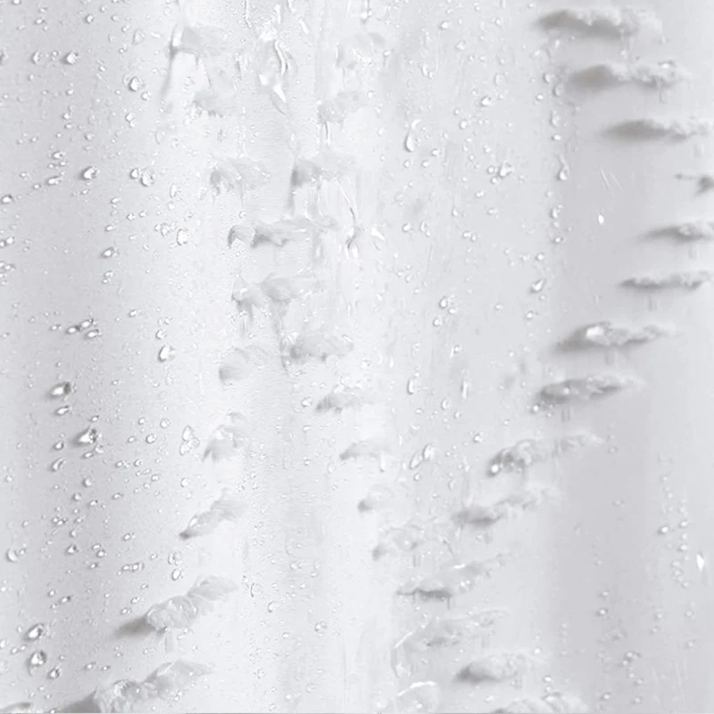 Waterproof Polyester Woven Fabric Shower Curtain White Flocking Shower Curtains for Bathroom Bathtub Bathing Cover with Hooks