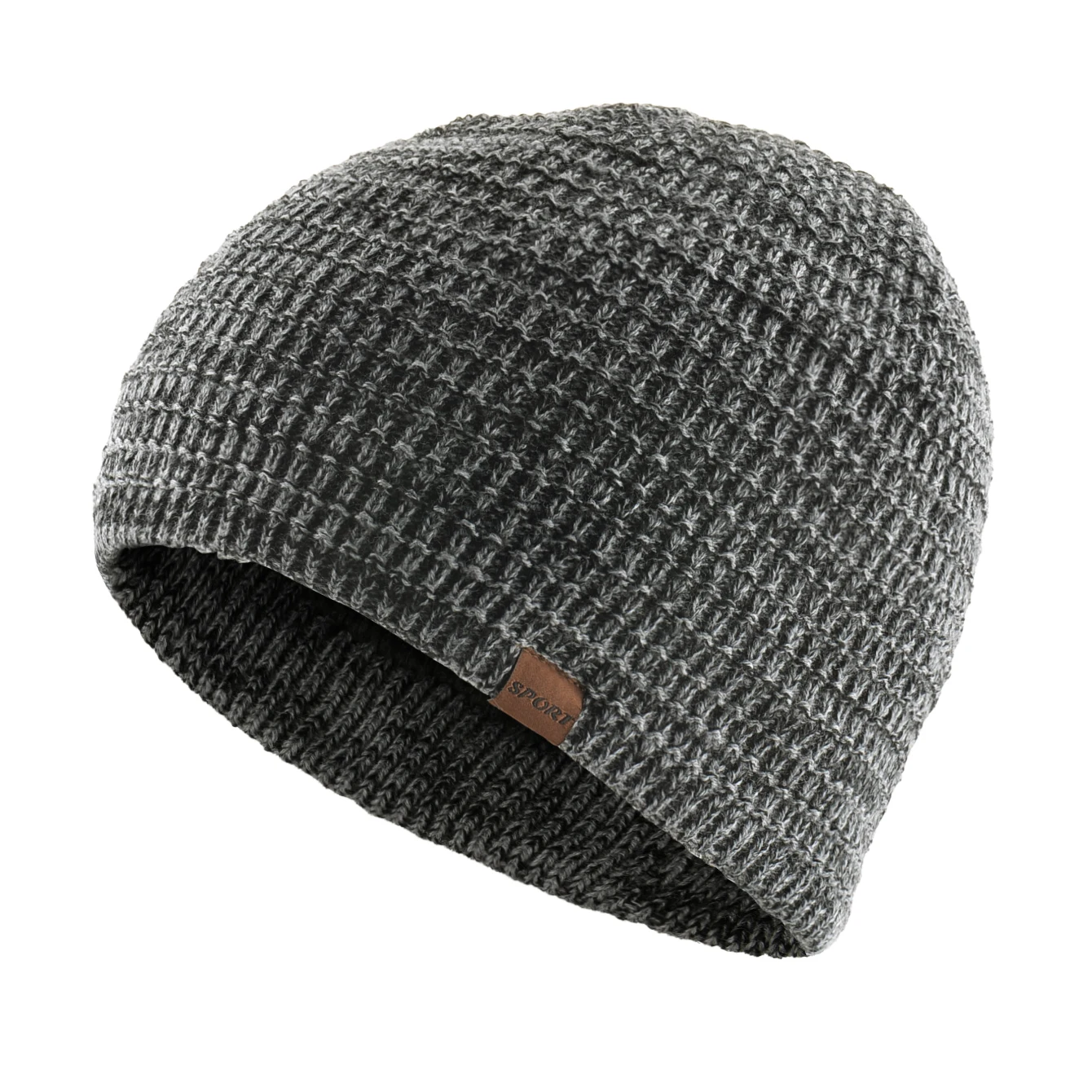 Winter Warm Skullies Beanie Men Thermal Multi-colored Knitted Minimalist Hat Thick Double-Layer Fleece Lined Skull Cap