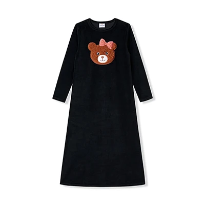 AA-Sibling Family Matching Black Velour Children Pajamas Nightgown baby Romper sherpa Bear Pajamas Set