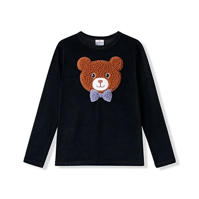 AA-Sibling Family Matching Black Velour Children Pajamas Nightgown baby Romper sherpa Bear Pajamas Set
