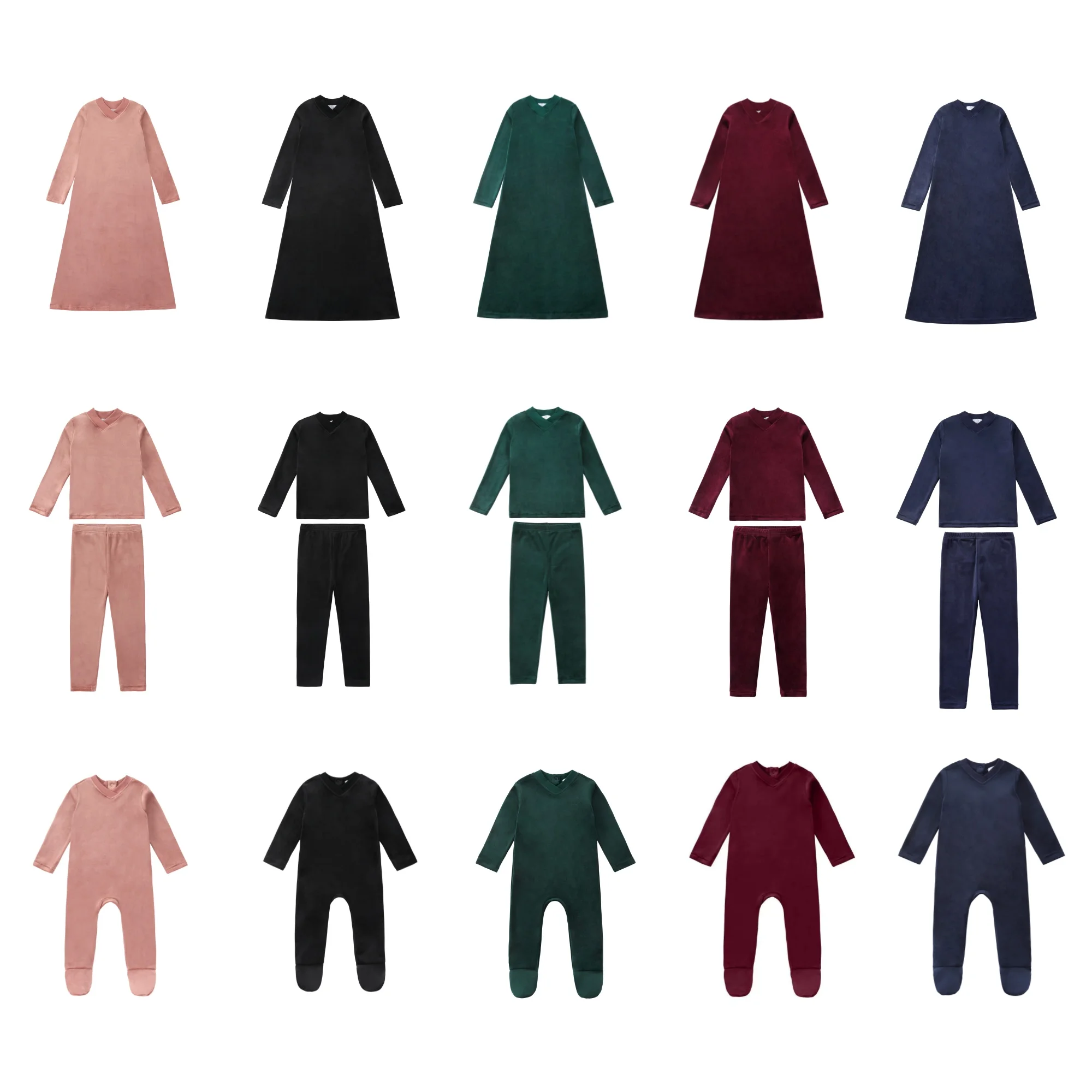 AP 2025 AW Velour lounge wear butter soft pj family matching set dress and romper clothes kids baby teen boys girls clothing