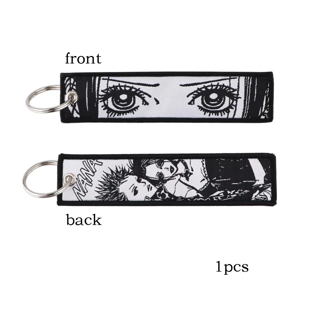 NANA Anime Eye Keychain for Motorcycles and Cars Backpack Manga Key Tag Cartoon Embroidery Key Fobs Bag Keyring Chaveiro Jewelry
