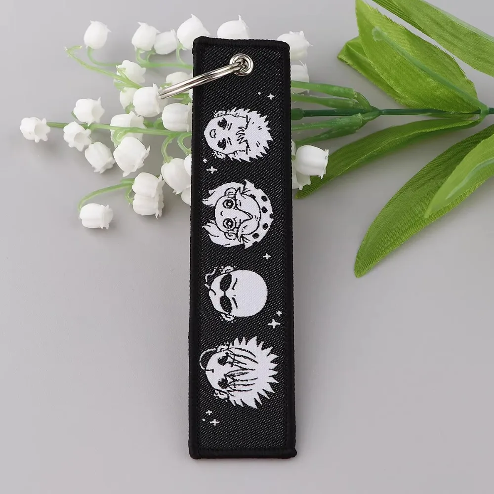 NANA Anime Eye Keychain for Motorcycles and Cars Backpack Manga Key Tag Cartoon Embroidery Key Fobs Bag Keyring Chaveiro Jewelry