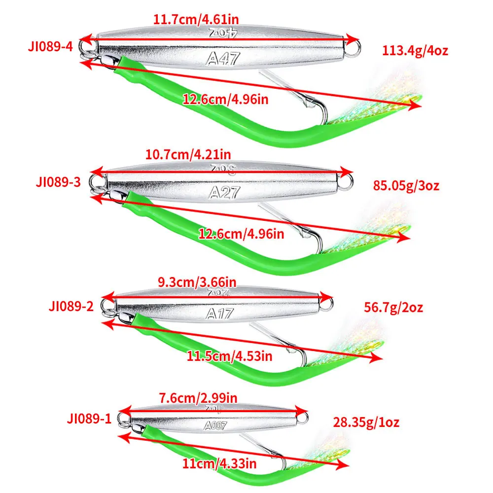 1pc Diamond Jigs Saltwater Fishing Lures Spoon Metal Jig with Tube Tail Trolling Jig Bait Stripers Bass Tuna Surf Fishing