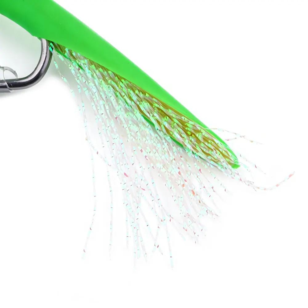 1pc Diamond Jigs Saltwater Fishing Lures Spoon Metal Jig with Tube Tail Trolling Jig Bait Stripers Bass Tuna Surf Fishing