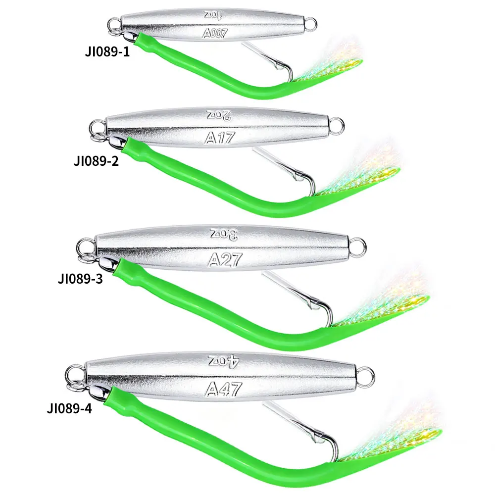 1pc Diamond Jigs Saltwater Fishing Lures Spoon Metal Jig with Tube Tail Trolling Jig Bait Stripers Bass Tuna Surf Fishing
