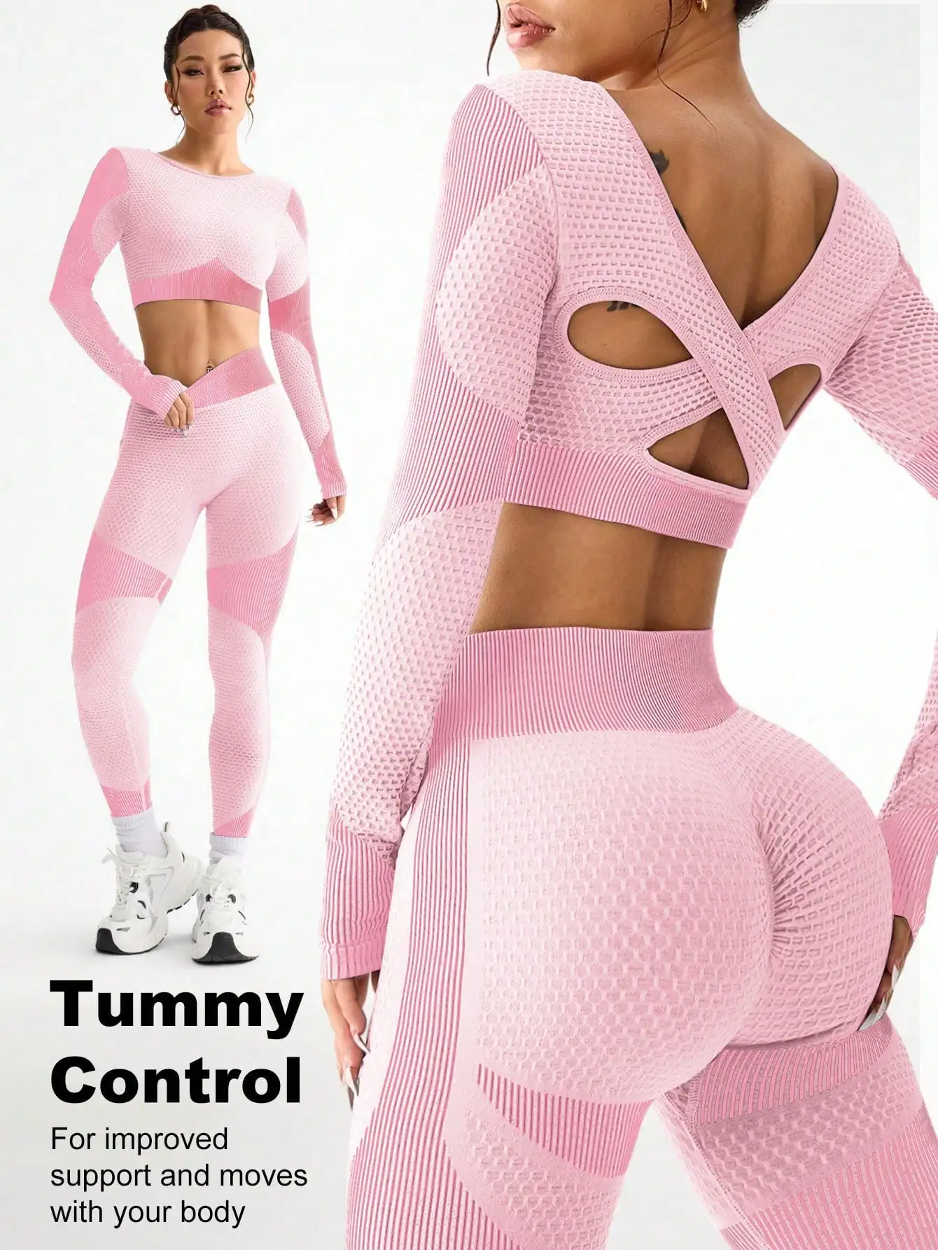 2pcs Hot-selling New Sports Tight Running Breathable Seamless Yoga Suit Women's Outdoor Fitness Suit Women's