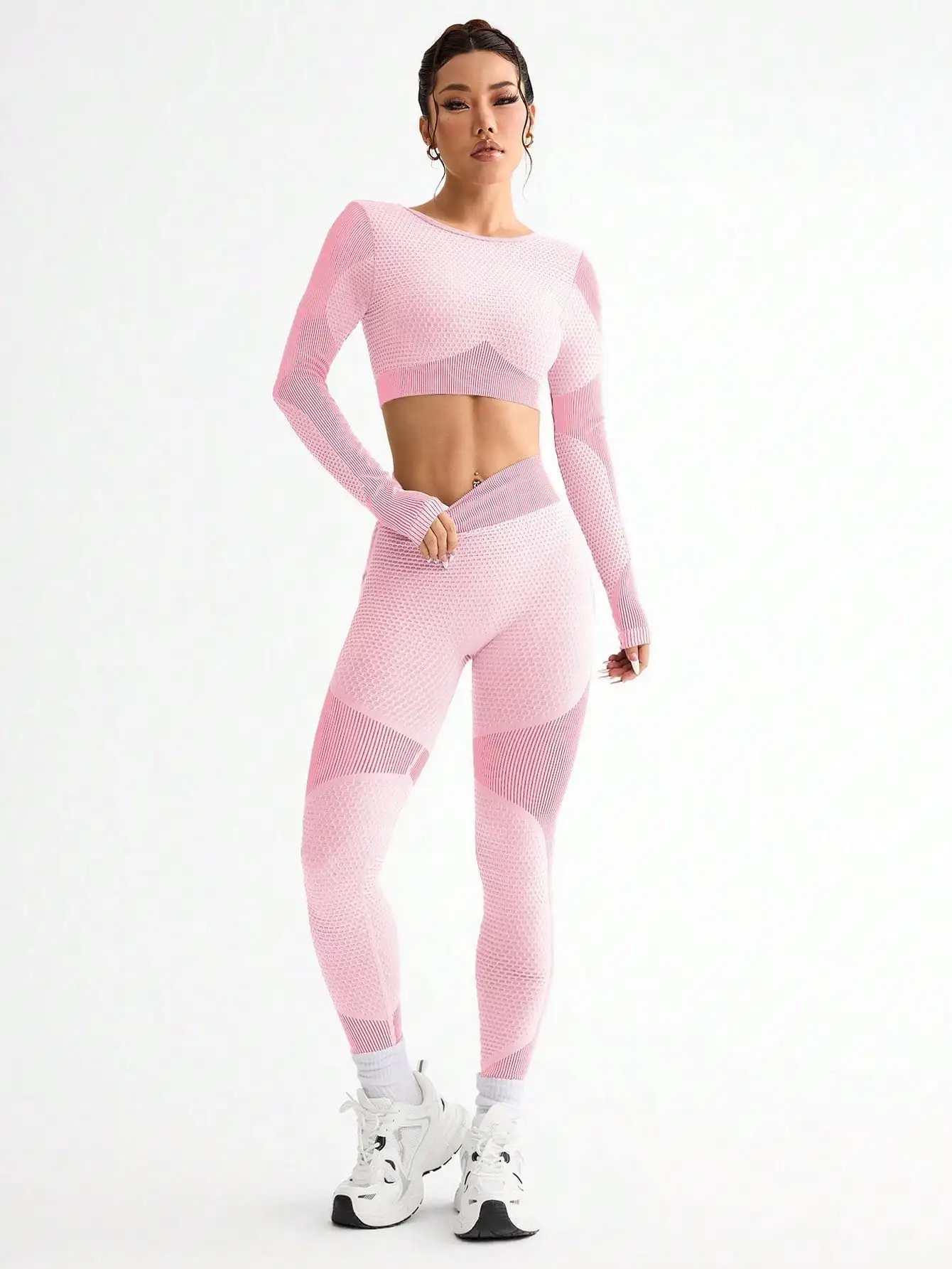 2pcs Hot-selling New Sports Tight Running Breathable Seamless Yoga Suit Women's Outdoor Fitness Suit Women's