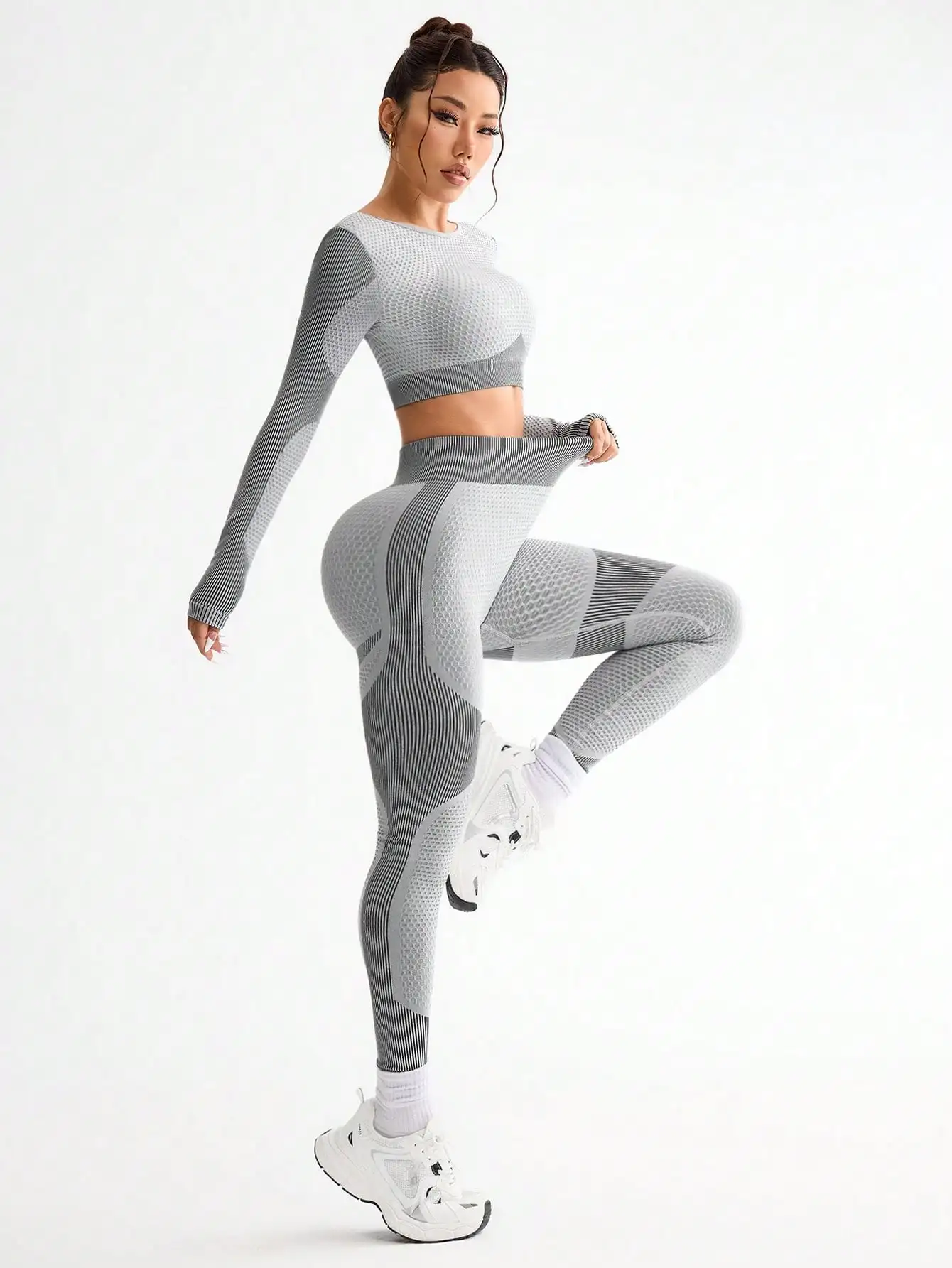 2pcs Hot-selling New Sports Tight Running Breathable Seamless Yoga Suit Women's Outdoor Fitness Suit Women's