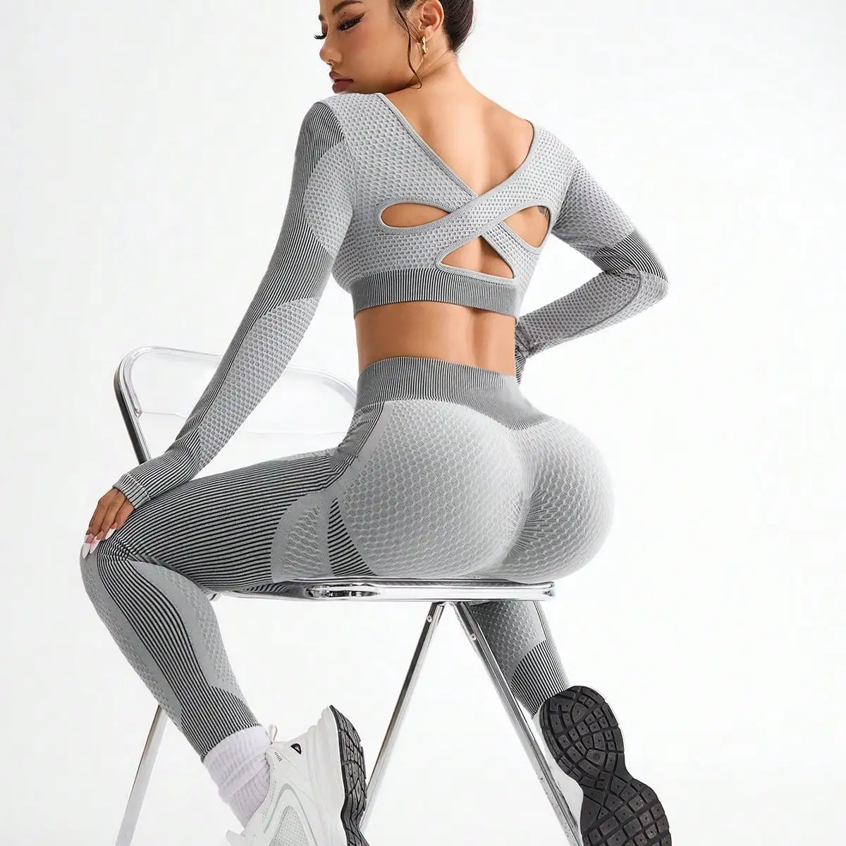 2pcs Hot-selling New Sports Tight Running Breathable Seamless Yoga Suit Women's Outdoor Fitness Suit Women's