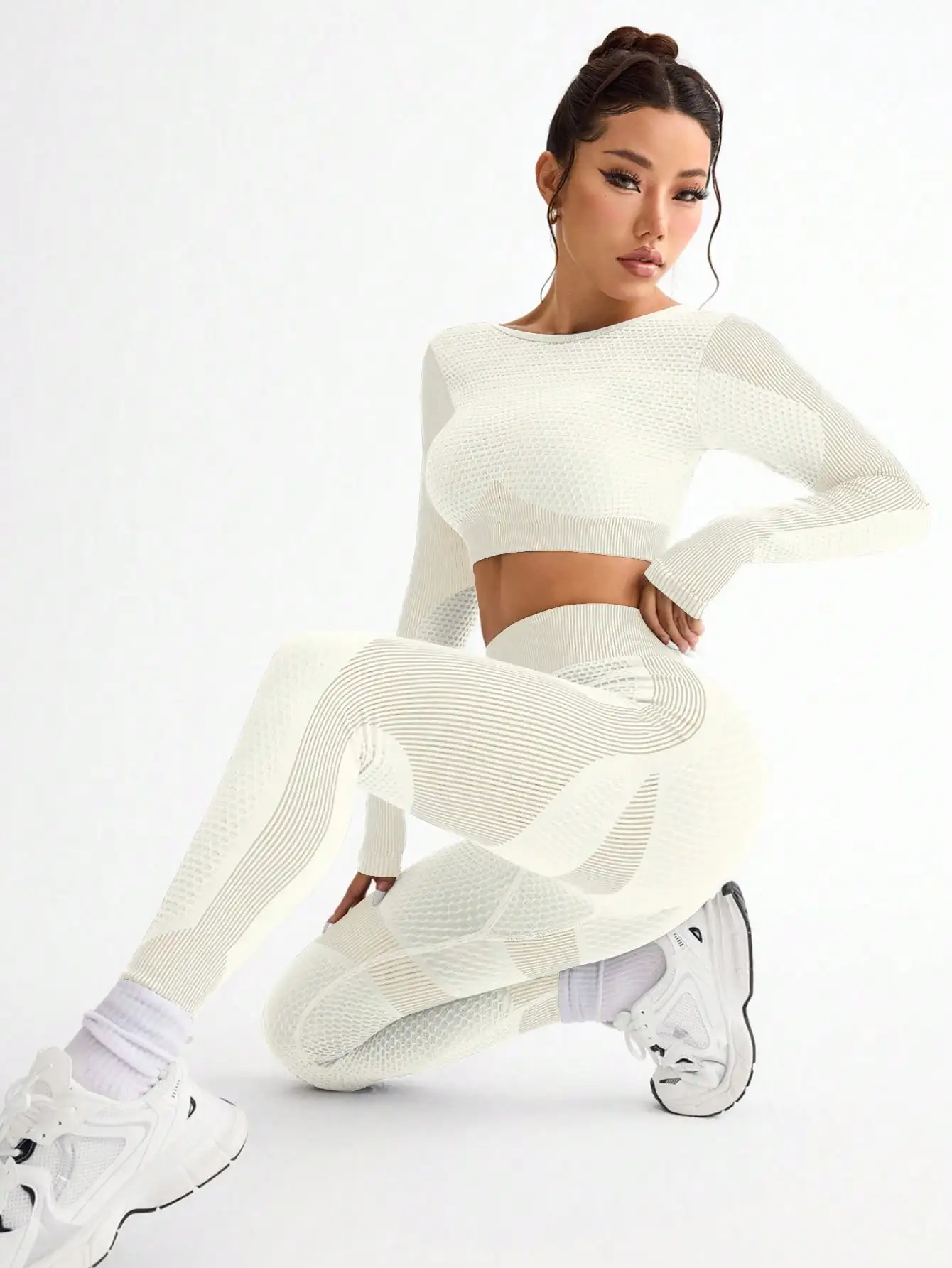 2pcs Hot-selling New Sports Tight Running Breathable Seamless Yoga Suit Women's Outdoor Fitness Suit Women's
