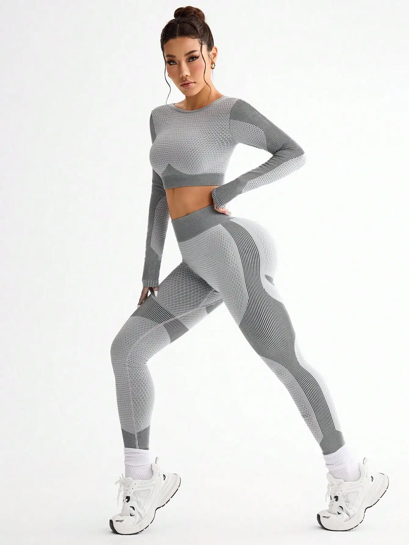 2pcs Hot-selling New Sports Tight Running Breathable Seamless Yoga Suit Women's Outdoor Fitness Suit Women's