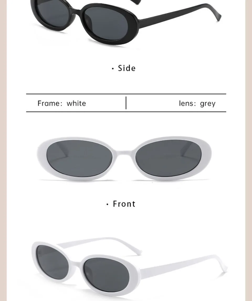 Retro Classic Small Oval Sunglasses Women Fashion Champagne Lens Shades UV400 Men Trending Street Photography Sun Glasses