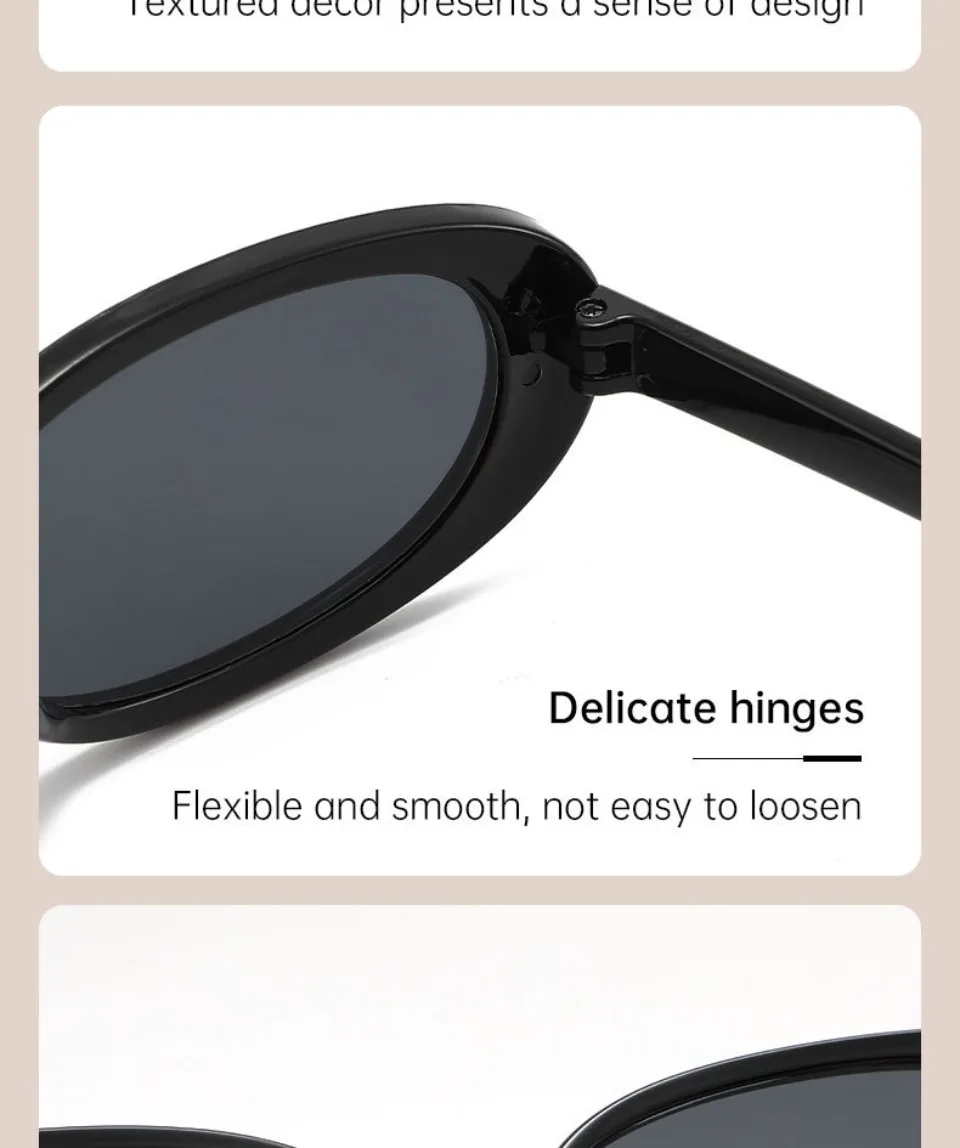 Retro Classic Small Oval Sunglasses Women Fashion Champagne Lens Shades UV400 Men Trending Street Photography Sun Glasses