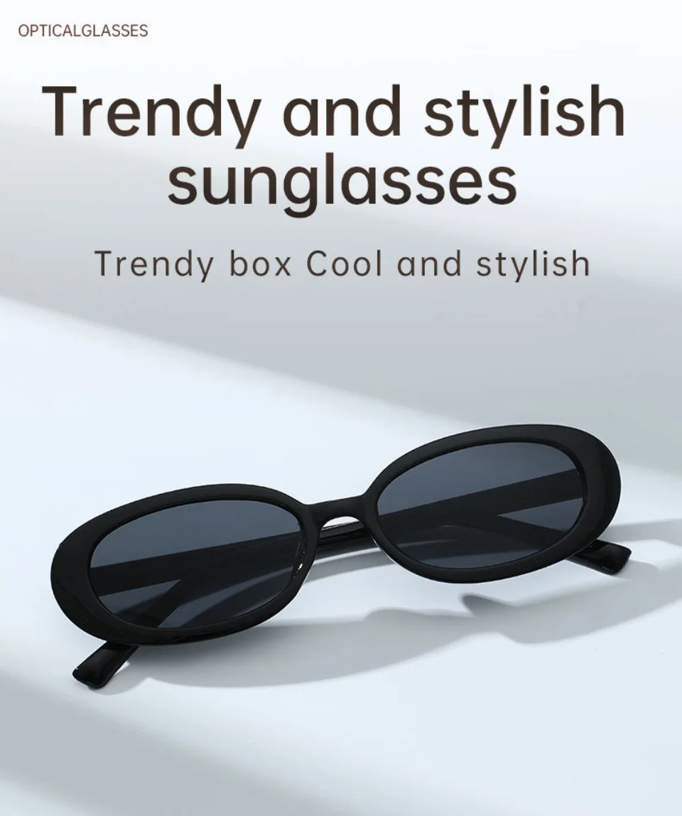 Retro Classic Small Oval Sunglasses Women Fashion Champagne Lens Shades UV400 Men Trending Street Photography Sun Glasses