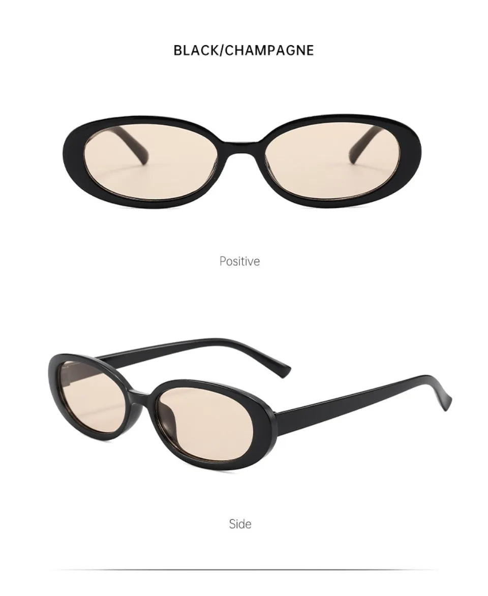 Retro Classic Small Oval Sunglasses Women Fashion Champagne Lens Shades UV400 Men Trending Street Photography Sun Glasses