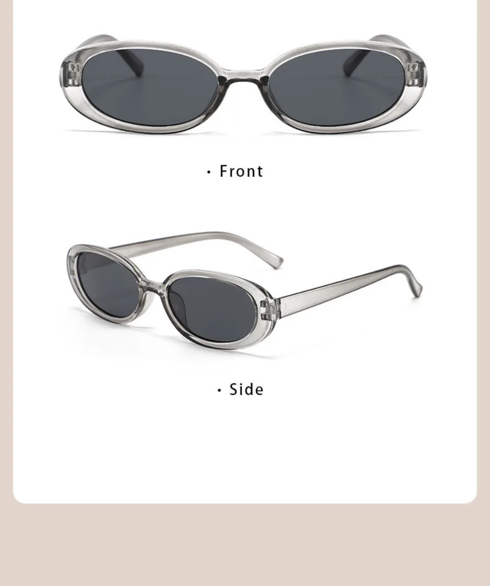 Retro Classic Small Oval Sunglasses Women Fashion Champagne Lens Shades UV400 Men Trending Street Photography Sun Glasses