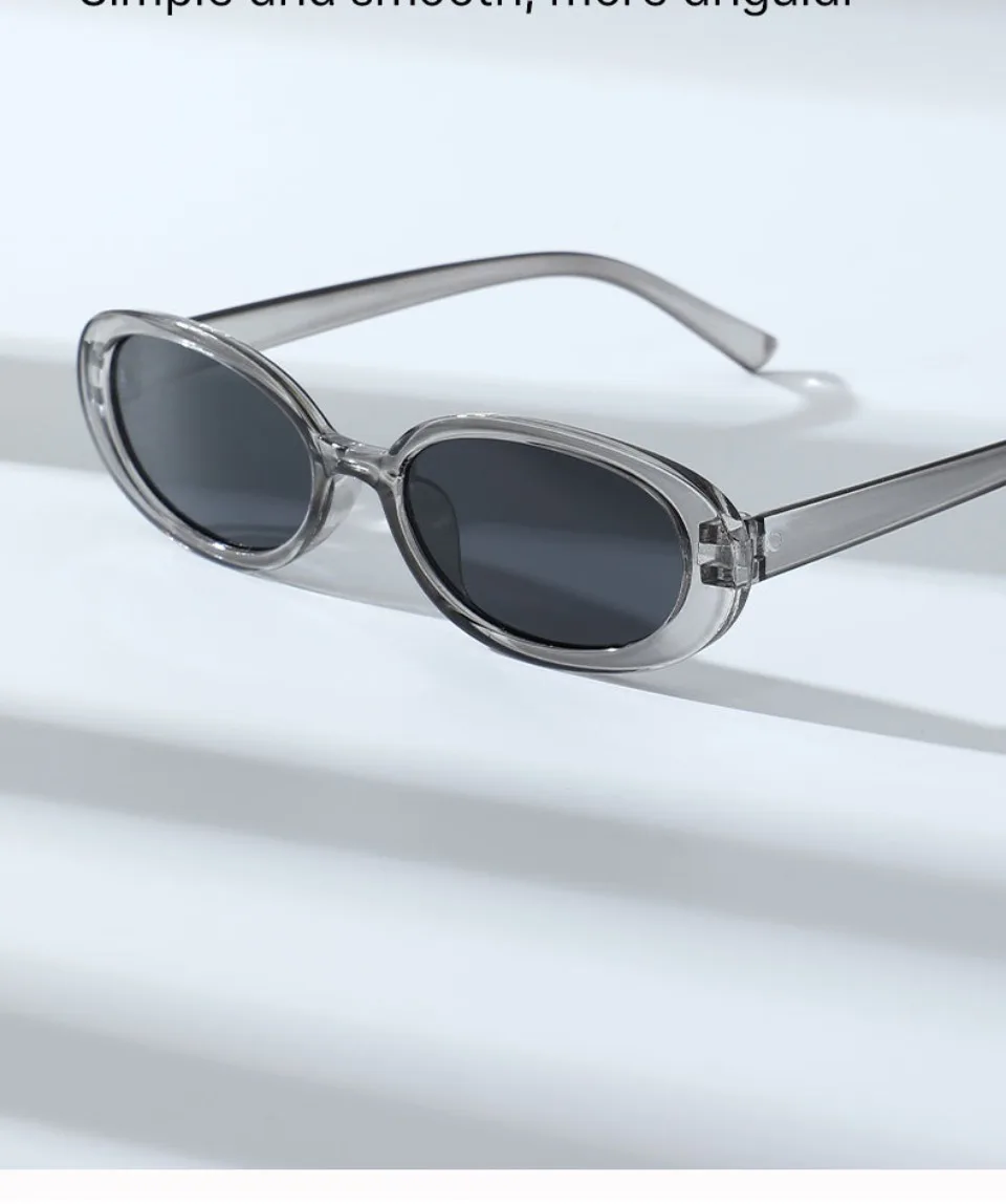 Retro Classic Small Oval Sunglasses Women Fashion Champagne Lens Shades UV400 Men Trending Street Photography Sun Glasses