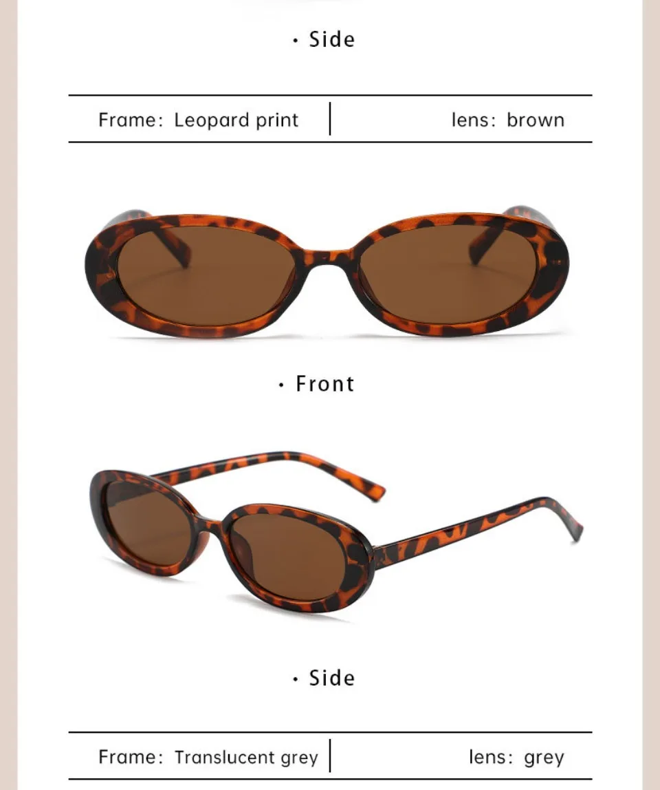Retro Classic Small Oval Sunglasses Women Fashion Champagne Lens Shades UV400 Men Trending Street Photography Sun Glasses