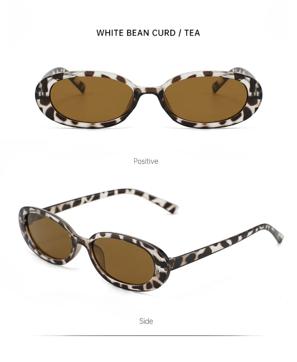 Retro Classic Small Oval Sunglasses Women Fashion Champagne Lens Shades UV400 Men Trending Street Photography Sun Glasses